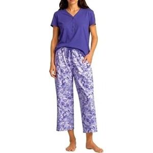Karen Neuburger Women's Cotton 2 Piece Pajama Sleep Set, Purple, Size Small, New